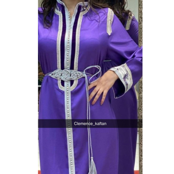 Elegant Clemence Kaftan – Royal Purple with Intricate Embellishments
