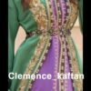 Royal Green & Lilac Moroccan Kaftan – A Statement of Timeless Elegance