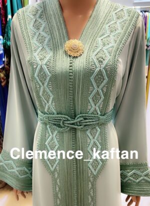 Grace in Every Thread – Mint Green Moroccan Kaftan